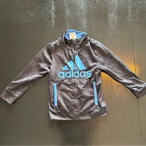 Adidas Size 5 Zip Up Black and Blue Logo Hoodie Sweatshirt